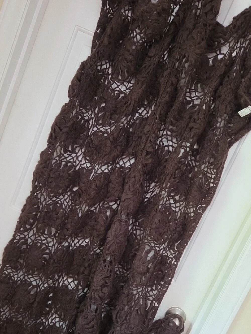 Cost Plus World Market Brown Crochet Floral Open-Weave Throws Total 2.